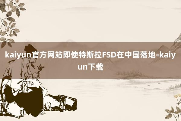 kaiyun官方网站即使特斯拉FSD在中国落地-kaiyun下载