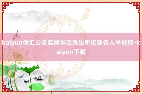 kaiyun徐汇公老实局华泾派出所接到各人举报称-kaiyun下载