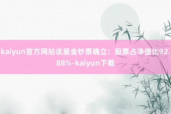 kaiyun官方网站该基金钞票确立：股票占净值比92.88%-kaiyun下载