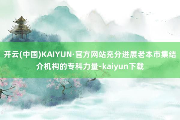 开云(中国)KAIYUN·官方网站充分进展老本市集结介机构的专科力量-kaiyun下载