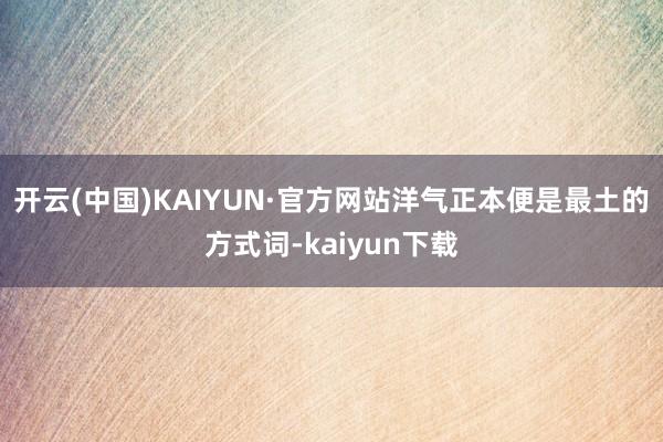 开云(中国)KAIYUN·官方网站洋气正本便是最土的方式词-kaiyun下载