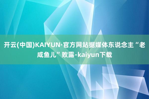 开云(中国)KAIYUN·官方网站据媒体东说念主“老咸鱼儿”败露-kaiyun下载