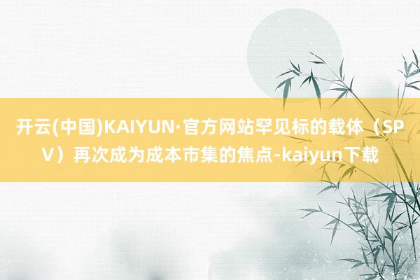 开云(中国)KAIYUN·官方网站罕见标的载体（SPV）再次成为成本市集的焦点-kaiyun下载